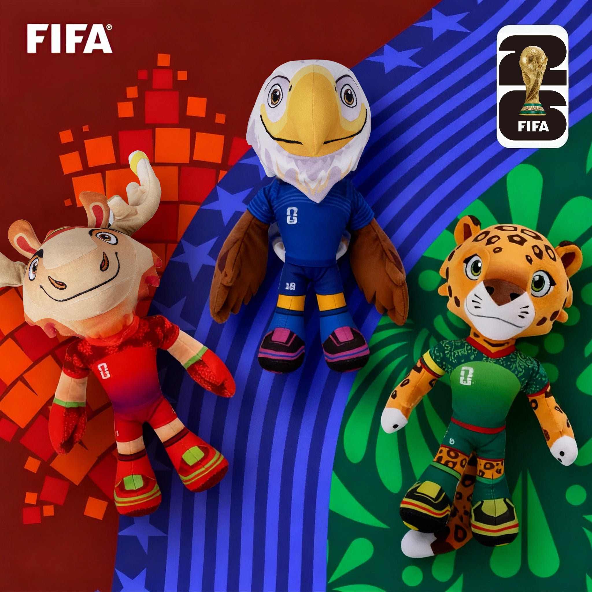 USA x Canada x Mexico 2026 World Cup Mascot Plush